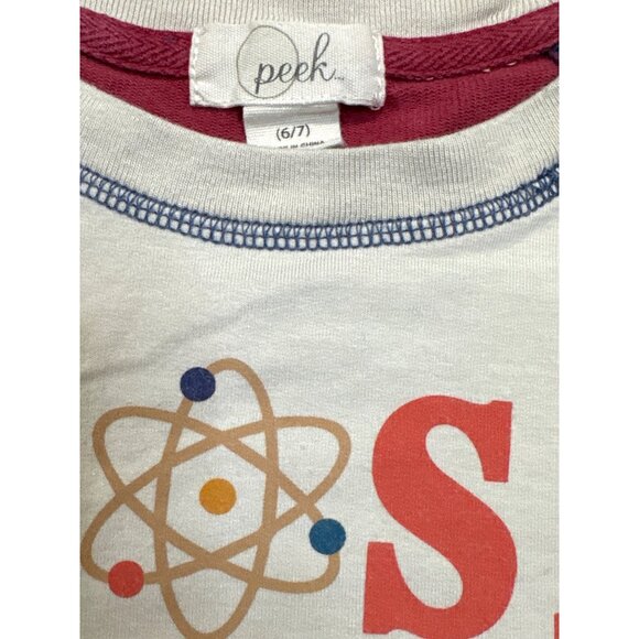 Peek Kids Long Sleeve Raglan Tee "Up And Atom!" & "Positively Charged" Sz 6-7 - Picture 3 of 5